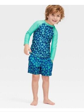 New Baby Long-Sleeve Rash Guard and Swim Trunks Set Roller Rabbit Target 12M